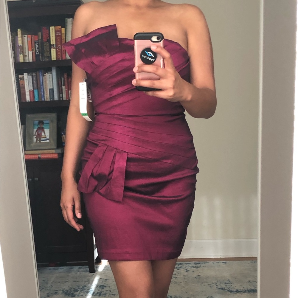 Strapless Cranberry Cocktail Dress